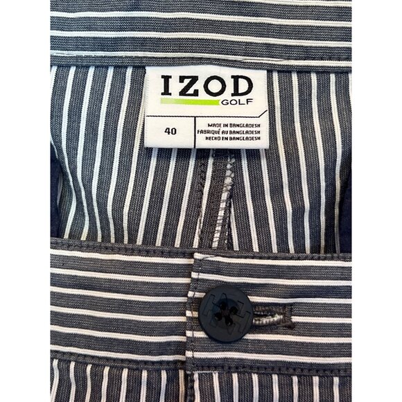 Izod Blue Gray Striped Mens Golf Shorts Size 40 Cotton Blend - Picture 8 of 10